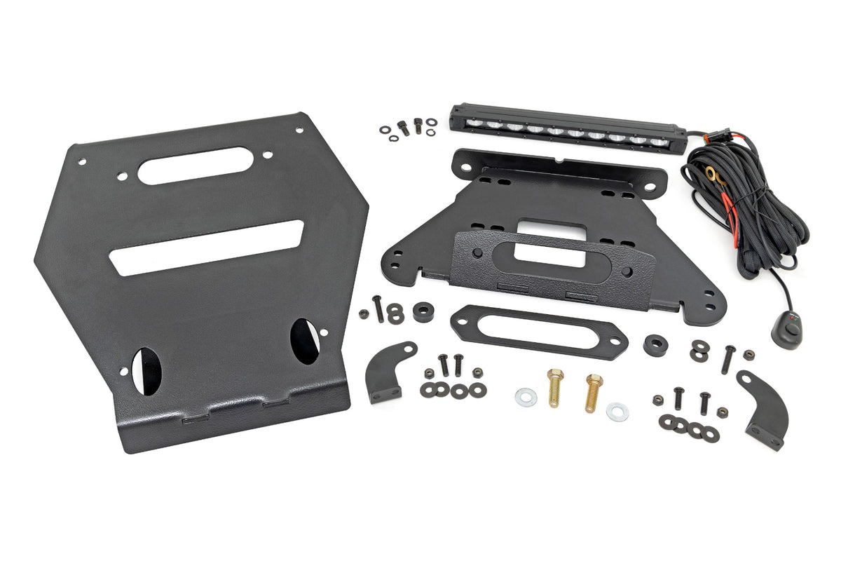 LED Light | Winch Mount | Front | 10" Black Slimline | Polaris RZR Pro R
