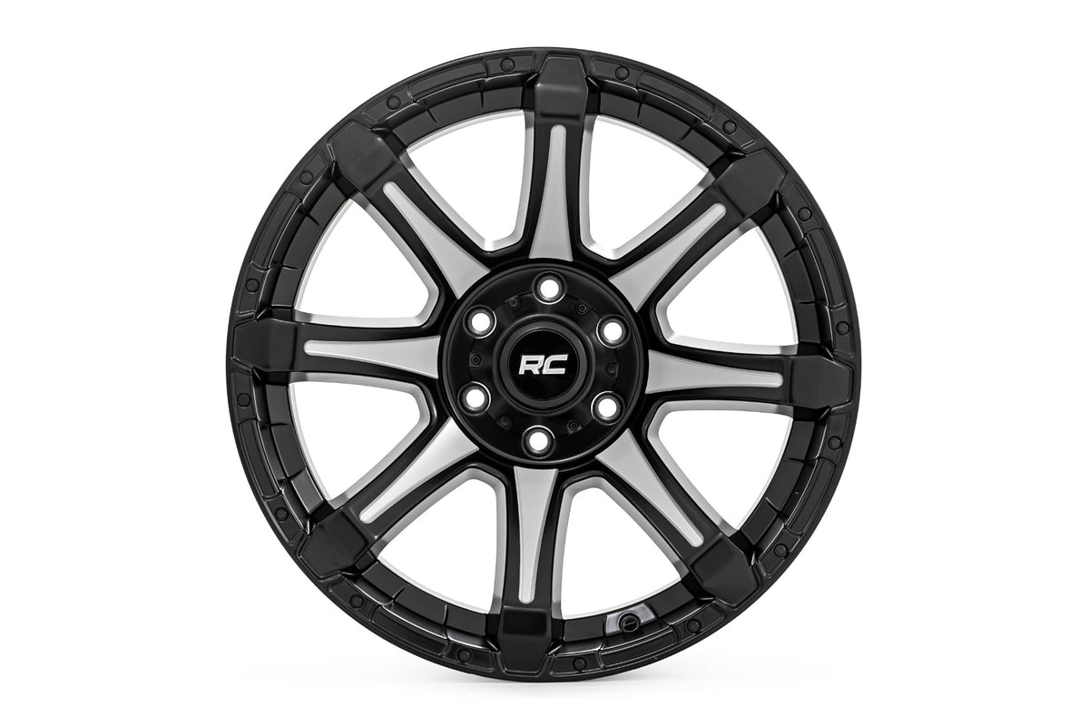 Rough Country 81 Series Wheel | One-Piece | Semi Gloss Black w/machined spokes | 20x9 | 8x180 | 0mm
